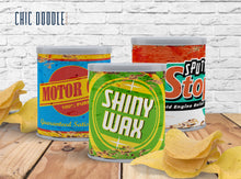 Load image into Gallery viewer, 12 Rusty Oil Tin Can Wrappers | Pringles 1.3oz Wrappers | Radiator Springs | DIGITAL | Printable | Instant Download
