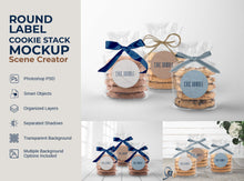 Load image into Gallery viewer, Mockup Scene - Round Sticker Cookie Stack | Label | Mockup | PSD | Photoshop | Front View | Standing
