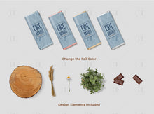 Load image into Gallery viewer, Mockup Scene - Chocolate Wrapper | Mockup | PSD | Photoshop | Lay Flat | Top View | Full Wrapper 5.5x4&quot; | Choceur 40g
