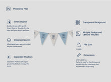 Load image into Gallery viewer, Mockup Scene - Bunting | Pennant Banner | Garland | Mockup | PSD | Photoshop | Triangle Front
