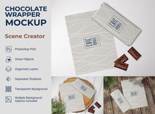 Load image into Gallery viewer, Mockup Scene - Chocolate Wrapper | Mockup | PSD | Photoshop | Lay Flat | Top View | Full Wrapper 5.5x4&quot; | Choceur 40g
